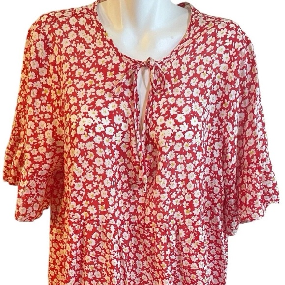 TenDency Dress Womens Size 3XL Orange Yellow White Floral Print New - Picture 2 of 7